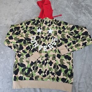 Converse Sweatshirt Mens Medium‎ Green Black Beige Camouflage Pull Over Hoodie